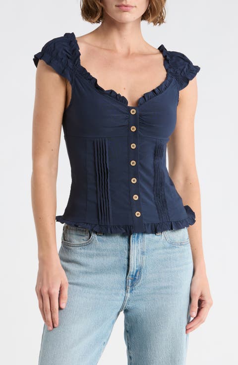 Cap Sleeve Button Top