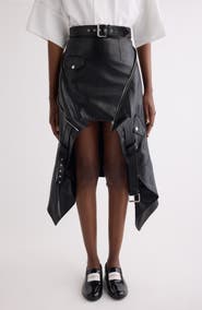 Givenchy Belted Asymmetric Leather Biker Skirt