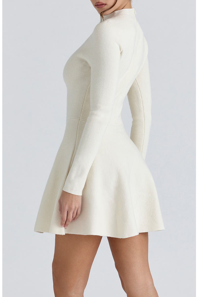 Bonnie Long Sleeve Merino Wool Blend Cocktail Dress, Alternate, color, CREAM