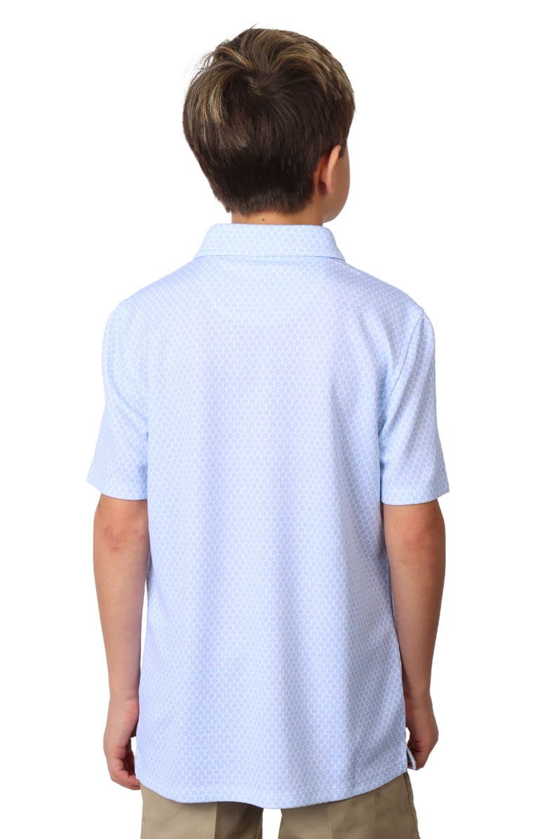 TailorByrd Kids' Floral Print Performance Knit Polo, Alternate, color, Sky Blue