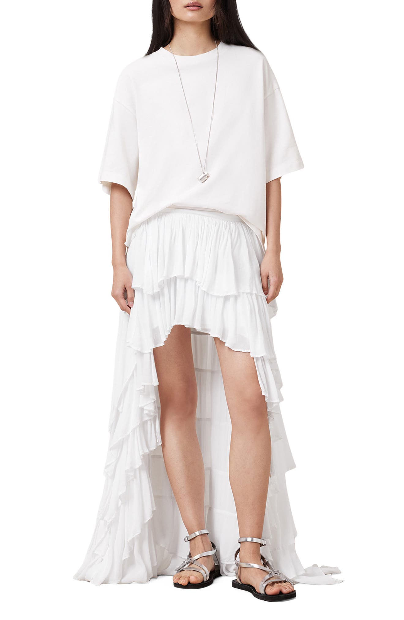 Cavarly Layered Ruffle High-Low Maxi Skirt - image 2