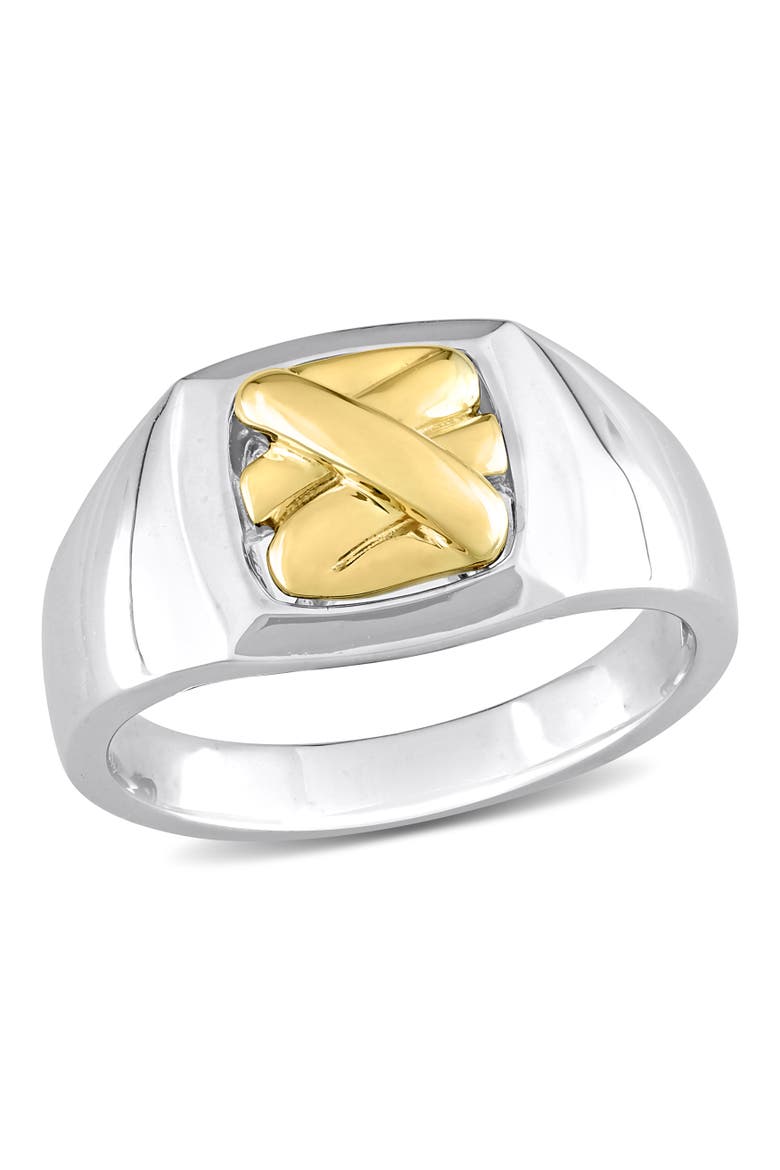 Crossover Motif Signet Ring 14k Gold, Main, color, Two-Tone Gold