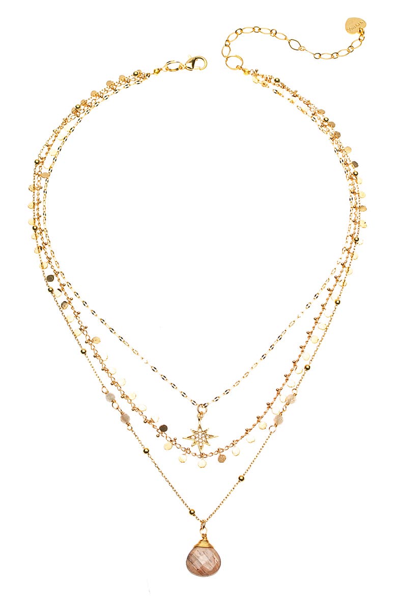 Nude Multilayer Necklace, Main, color, NUDE ON GOLD