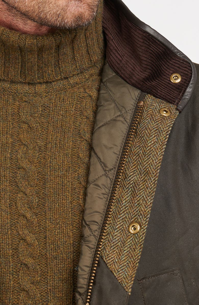 Barbour Hereford Waxed Cotton Jacket, Alternate, color, Olive