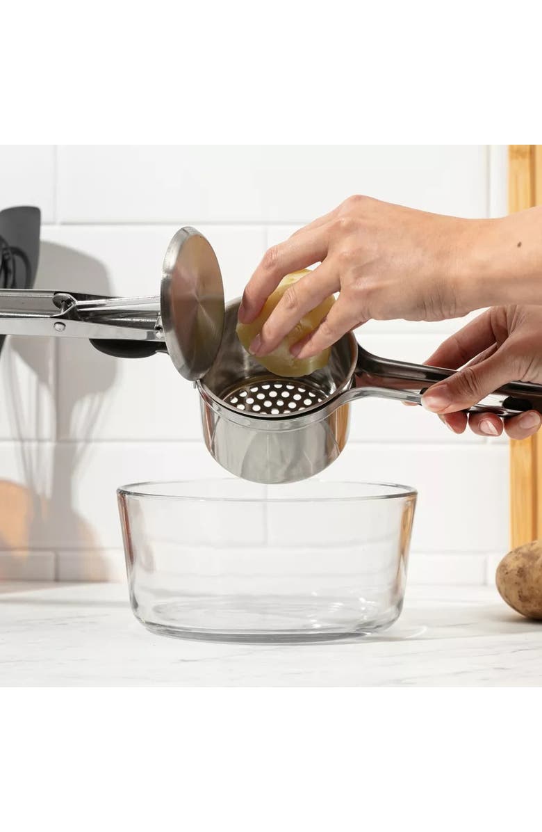 Luminuxe Stainless Steel Potato Ricer 15 Ounce Heavy Duty Masher Nonslip Handle, Alternate, color, Silver