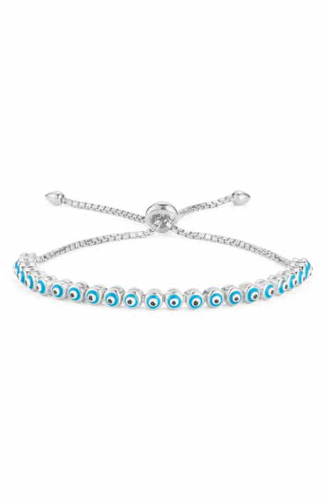 Sterling Silver Evil Eye Bolo Bracelet