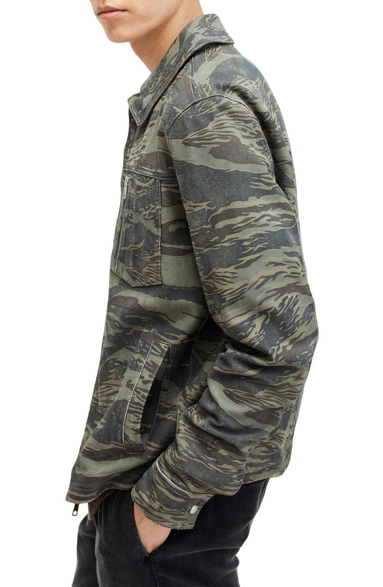 AllSaints Eddy Camo Leather Jacket, Alternate, color,