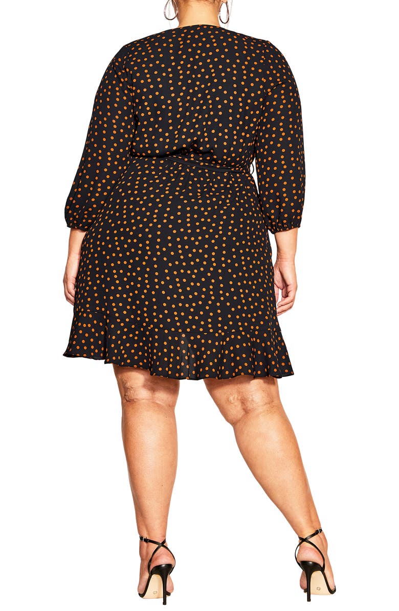 City Chic Amber Polka Dot Faux Wrap Dress, Alternate, color, 