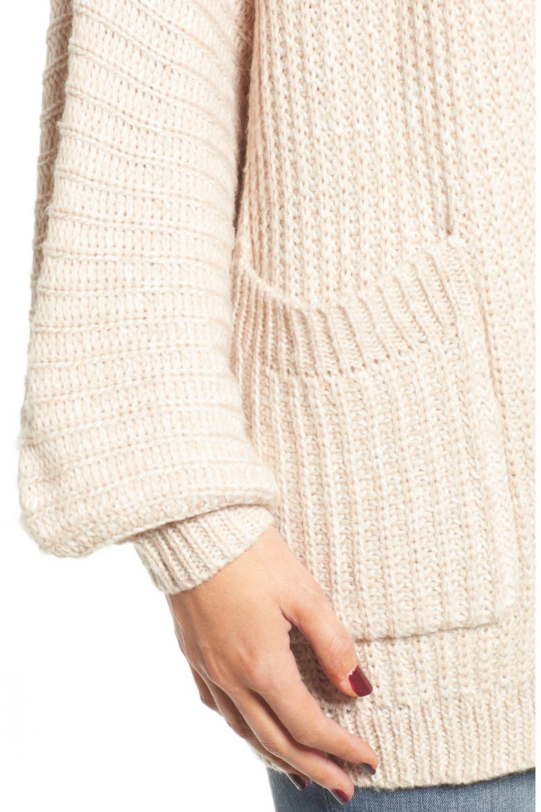 Drapey Sleeve Cardigan, Alternate, color, BEIGE