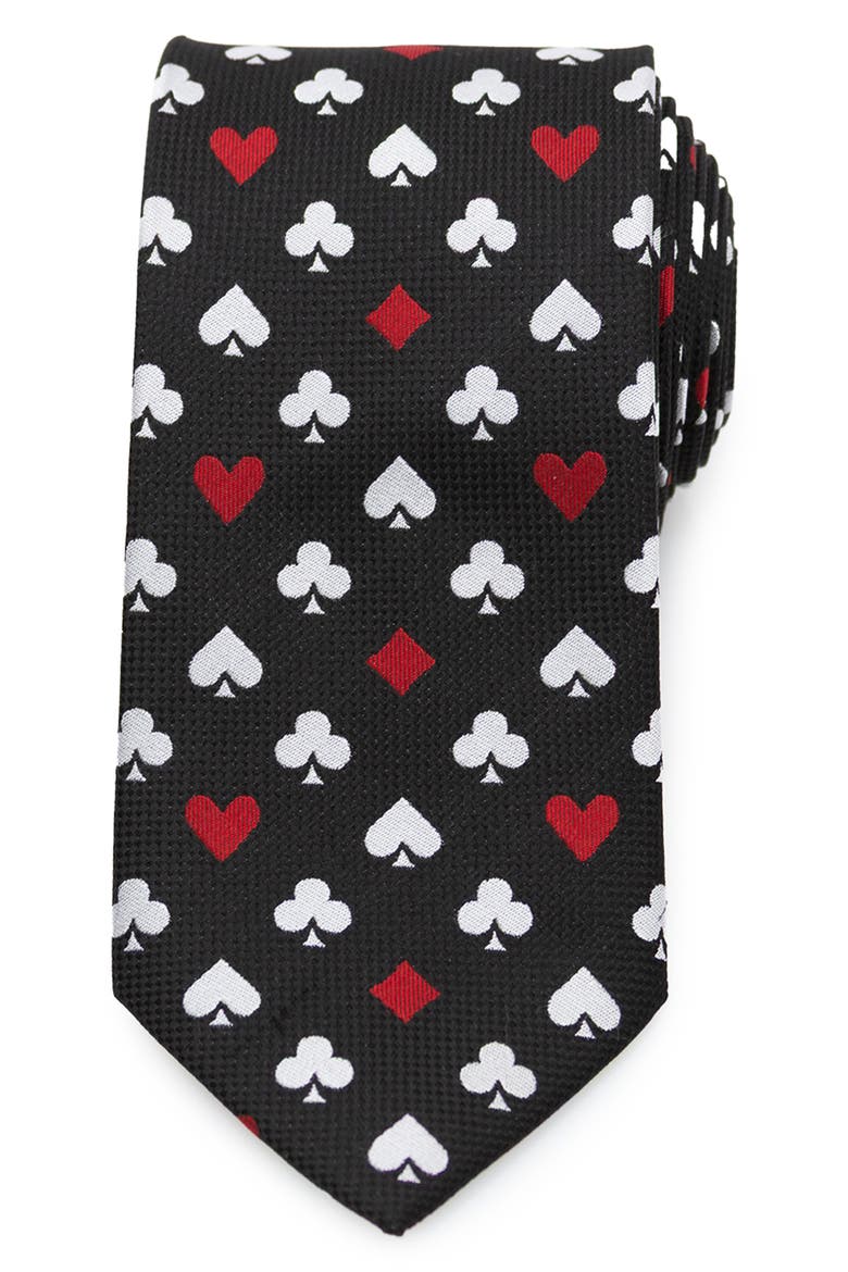 Card Suits Jacquard Silk Blend Tie, Main, color, BLACK