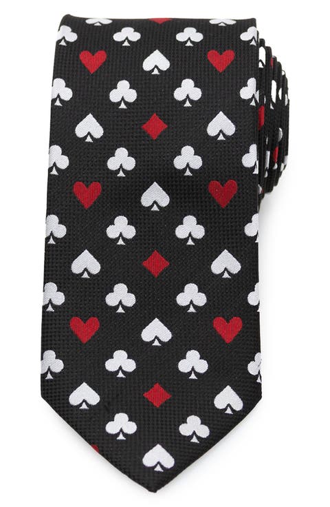 Card Suits Jacquard Silk Blend Tie
