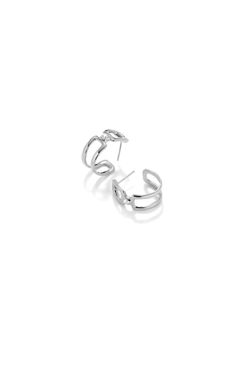 Double Hoop Topaz Earrings, Alternate, color, Silver