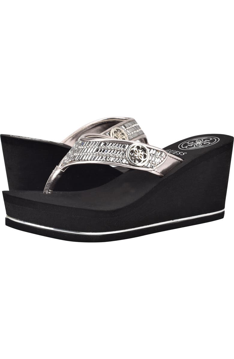 GUESS Sarraly Eva Platform Flip Flop, Alternate, color, Pewter