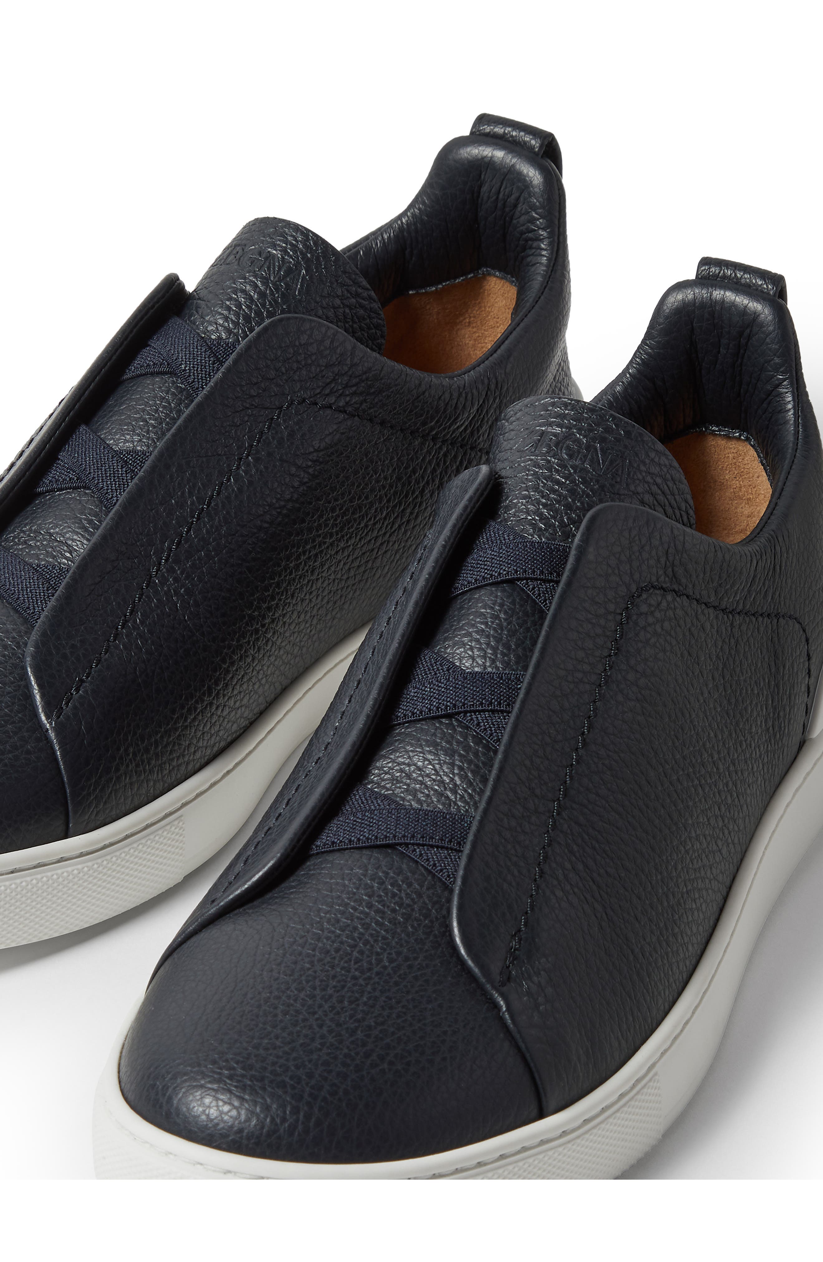 Triple Stitch™ Leather Slip-On Sneaker, Alternate, color, NAVY