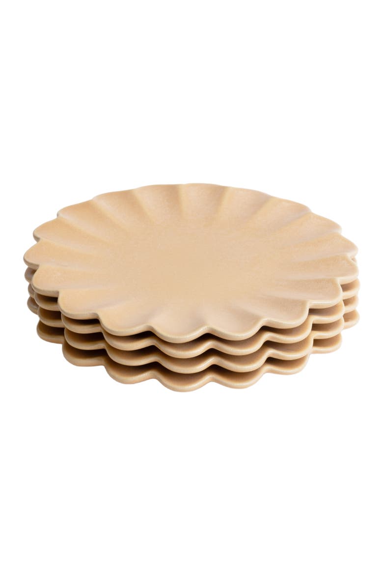 Dhalia Stoneware 4-Piece Dinner Plate Set, Alternate, color, Camel