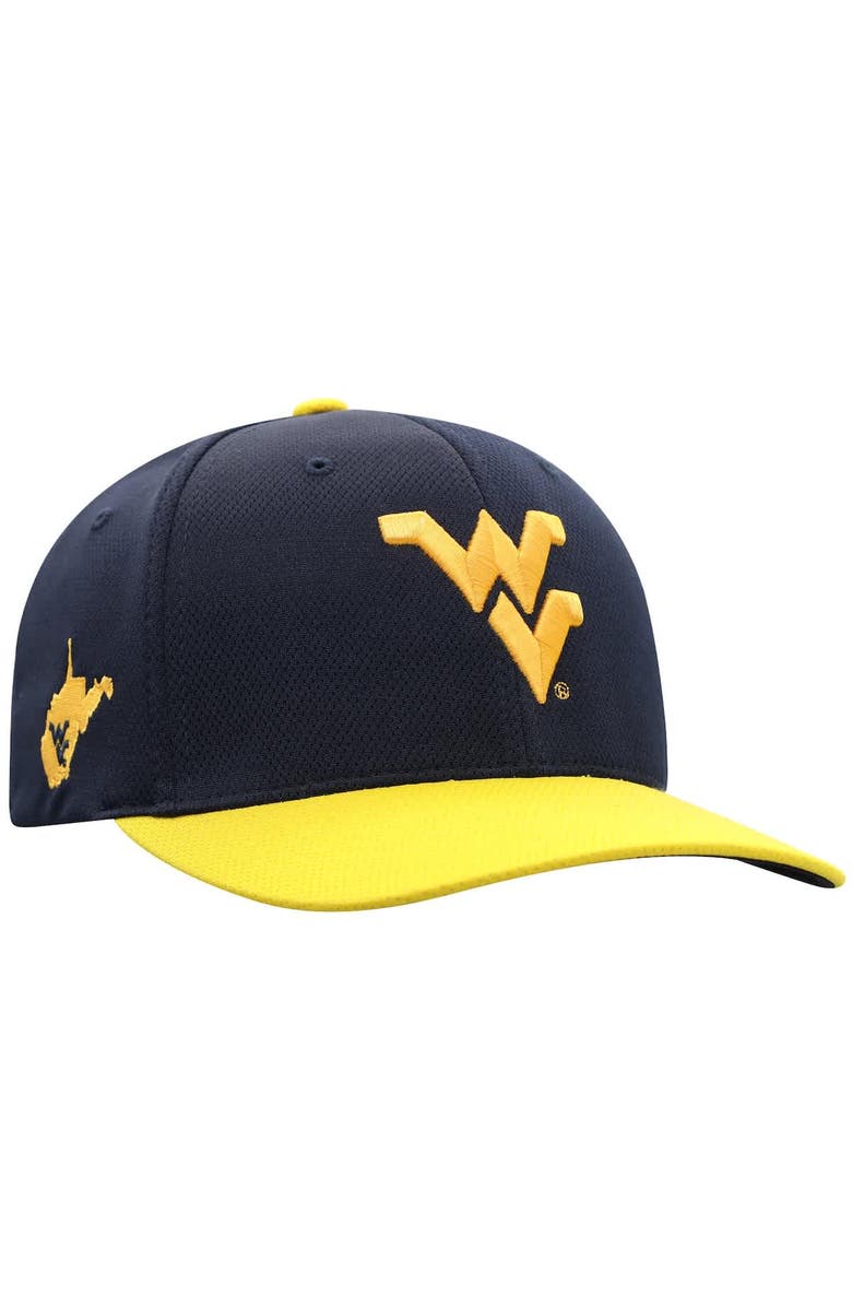 TOP OF THE WORLD Men's Top of the World True Navy West Virginia Mountaineers Reflex Two-Tone Flex Hat, Alternate, color, True Navy