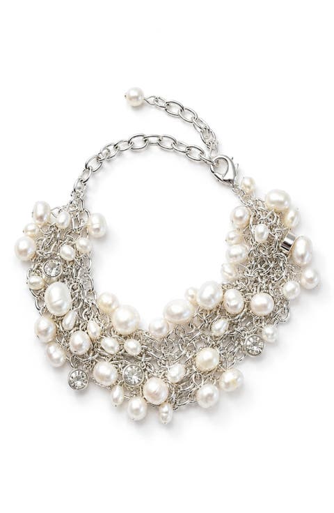 Freshwater Pearl Cluster Statement Bracelet