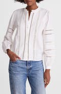Madewell High Neck Lace Detail Pintuck Cotton Top