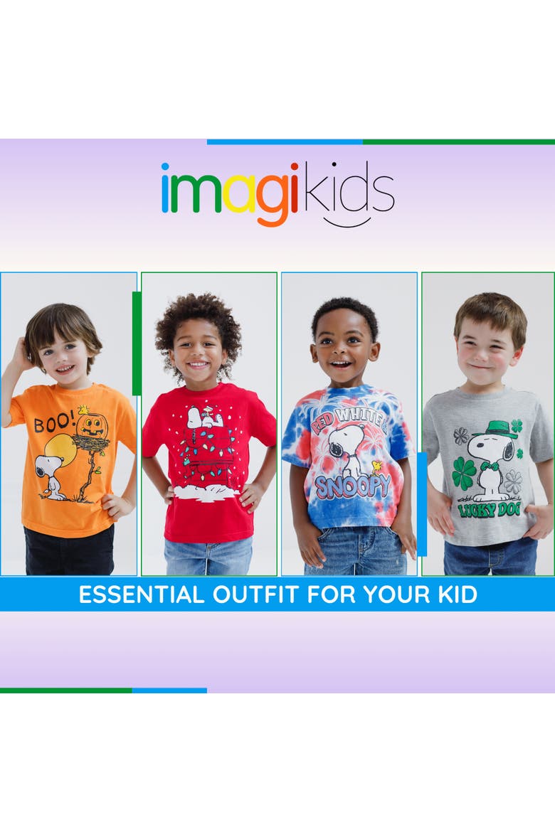 Holiday Short Sleeve Tee, Alternate, color, Snoopy Shamrock Gray