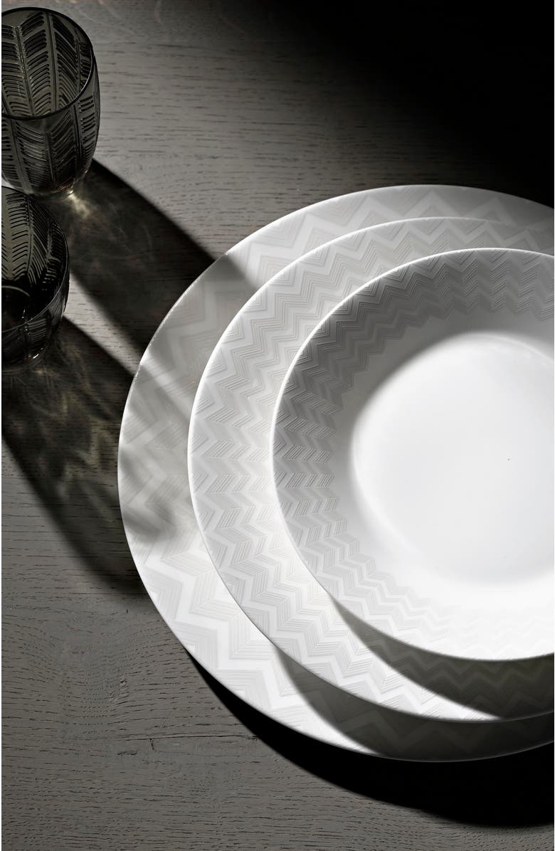 Missoni Home Tableware Dinner Plates ZIG ZAG Set of 6 White diam. 10.75", Alternate, color, White