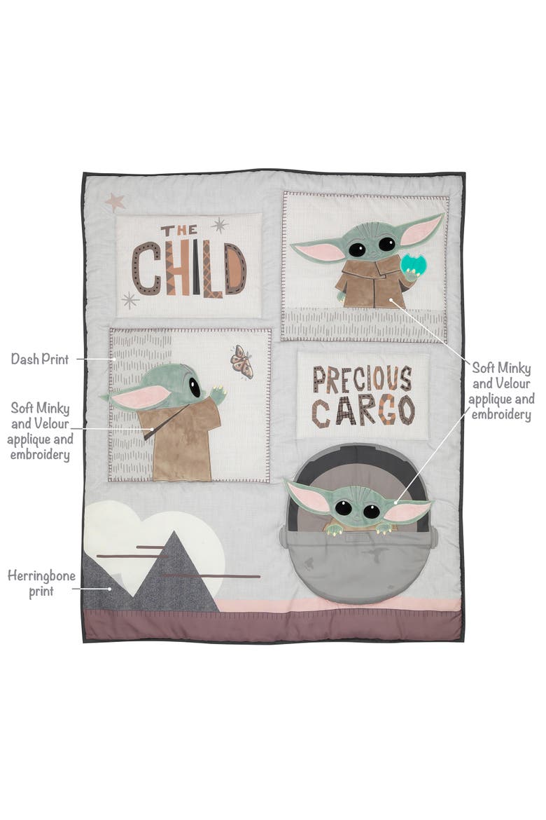 Star Wars The Child Baby Yoda Nursery 3-Piece Baby Crib Bedding Set, Alternate, color, Multicolor