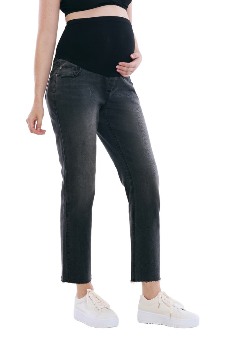 MOTHERHOOD MATERNITY Secret Fit Over the Belly Slim Straight Leg Jeans, Alternate, color, Black