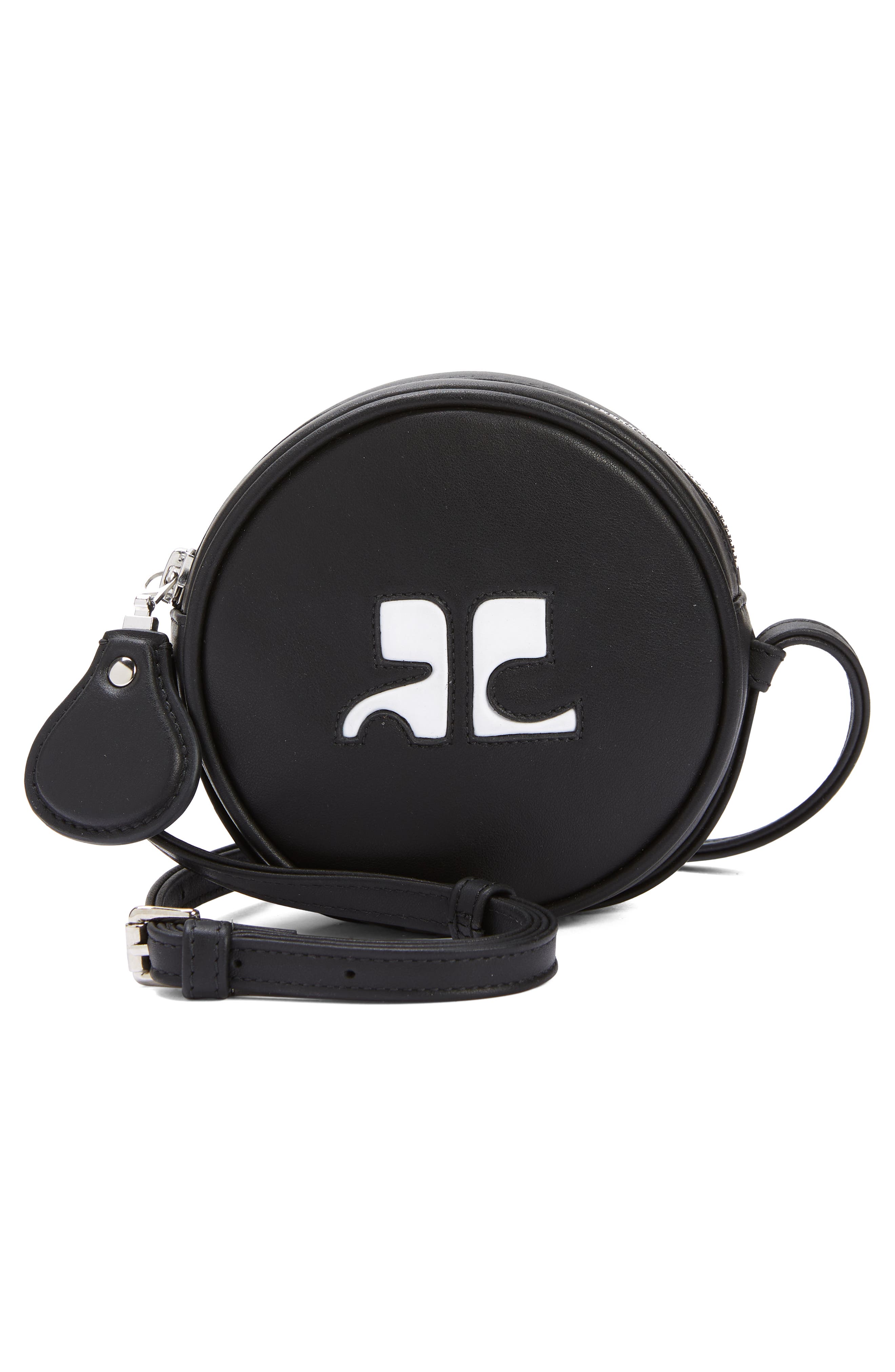 Courrèges Small Circle Leather Crossbody Bag, Main, color, 