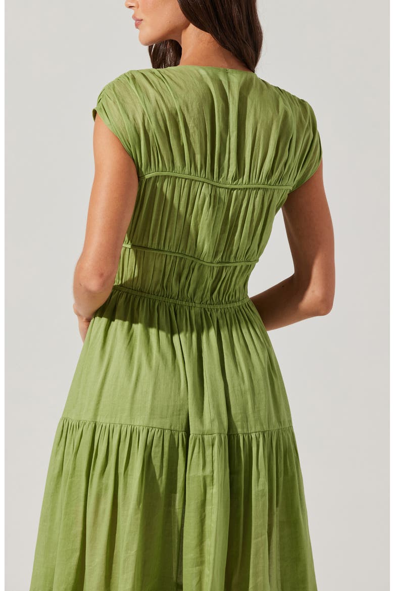 Alexandria Cap Sleeve Linen Blend Maxi Dress, Alternate, color, MATCHA