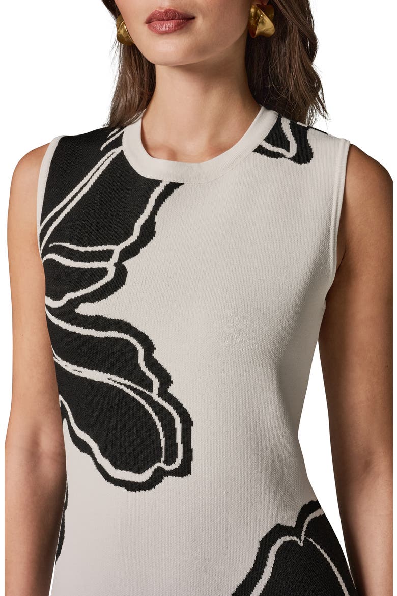 Floral Sleeveless Jacquard Midi Dress, Alternate, color, CREAM/ BLACK