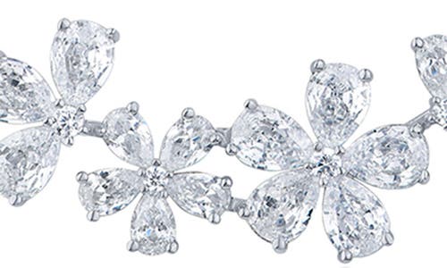 Cz By Kenneth Jay Lane Cubic Zirconia Flower Cluster Necklace In Silver