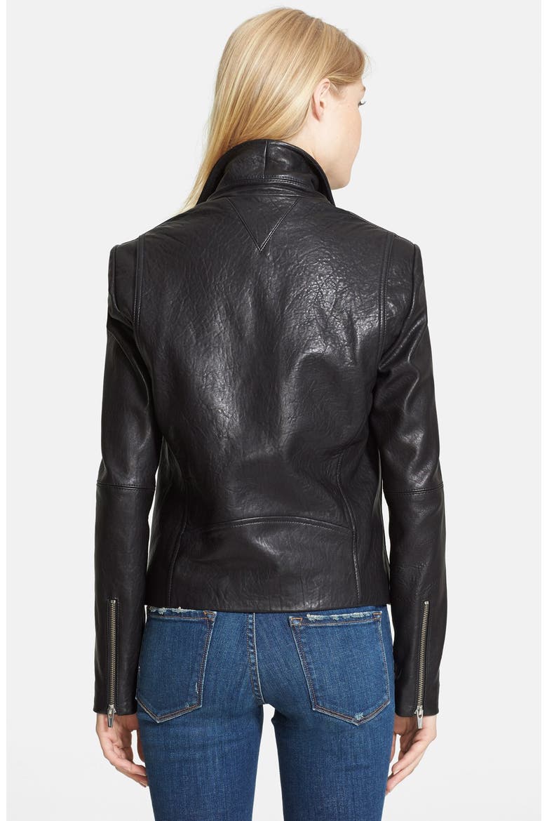 'Lazer Classic' Leather Moto Jacket, Alternate, color, BLACK