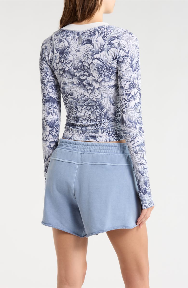 Free People FP Movement Tempo Ruched Crop Top, Alternate, color, Wildside Navy Combo