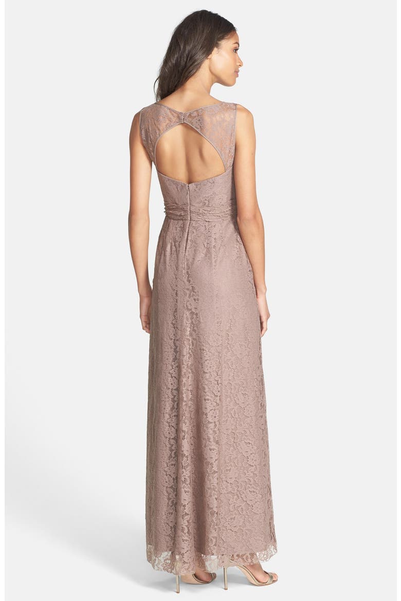 Illusion Yoke Lace Gown, Alternate, color, TRUFFLE
