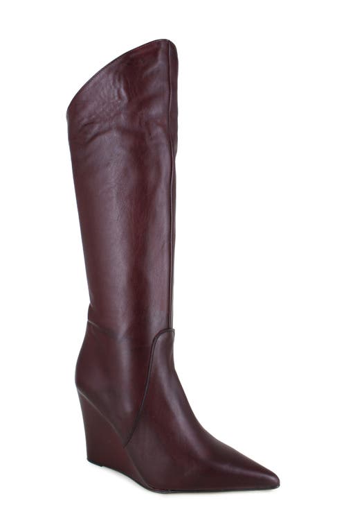 ZIGI Karlin Pointed Toe Wedge Boot in Wine Leather 