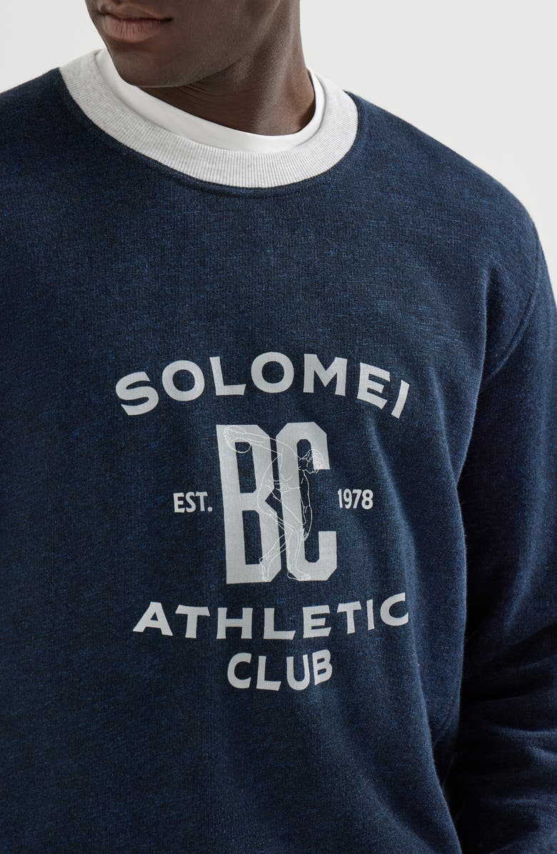 Brunello Cucinelli Cotton French terry sweatshirt, Alternate, color, Navy Blue