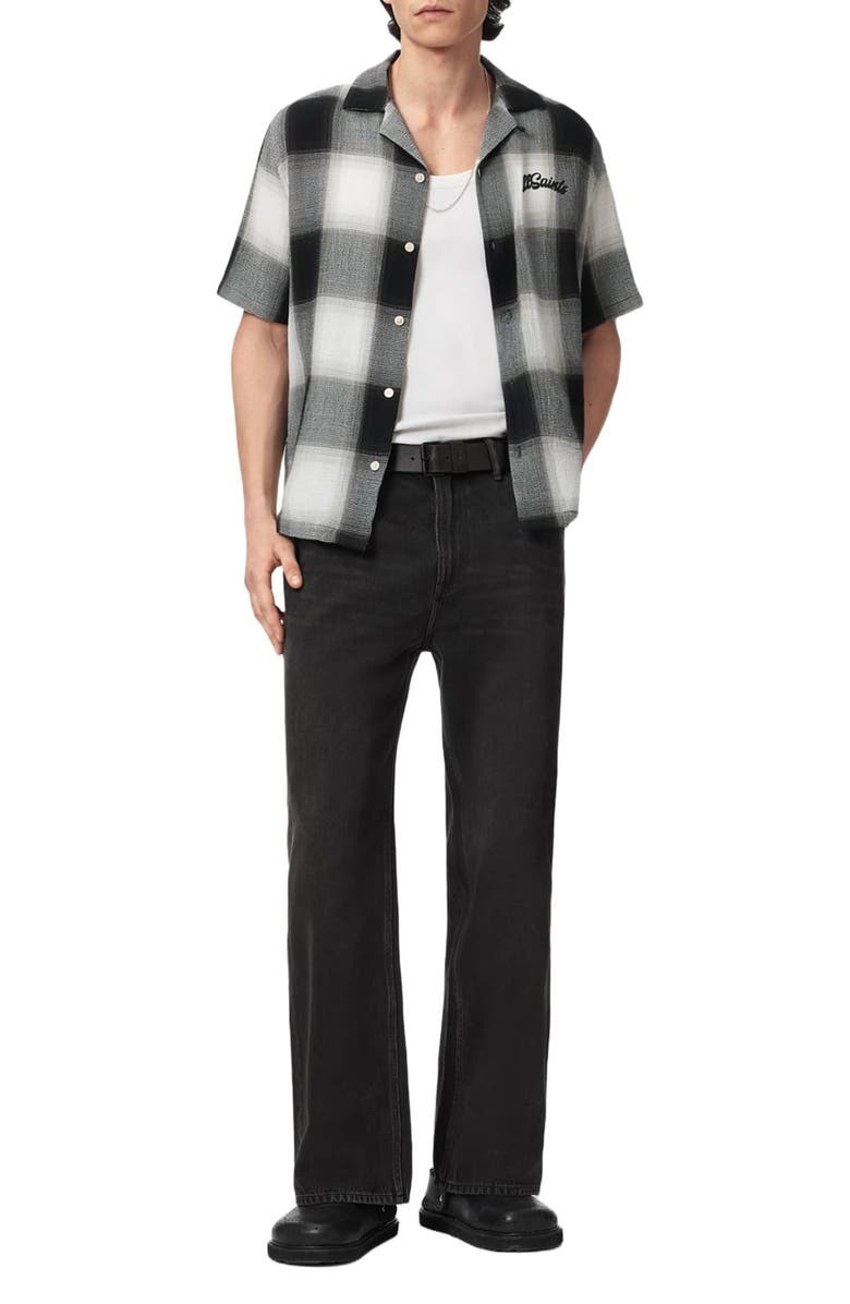 AllSaints Fade Out Plaid Camp Shirt, Alternate, color, Whisper Grey