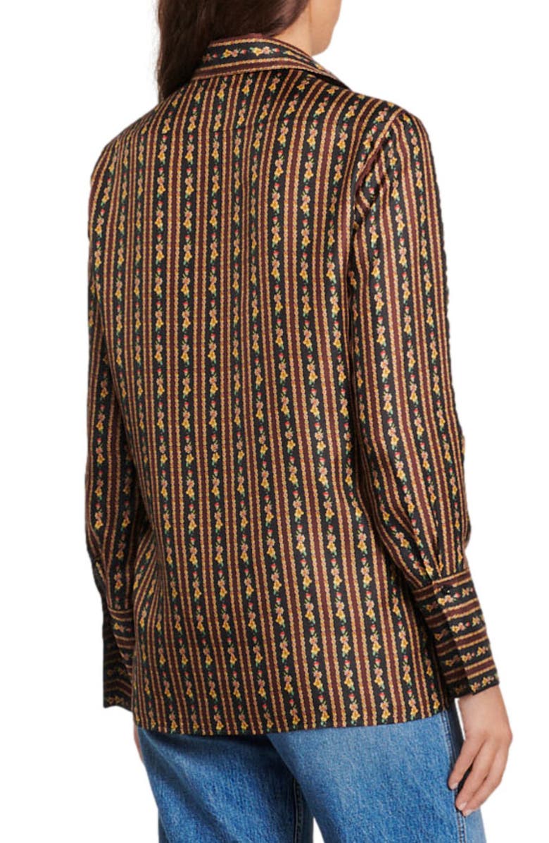 SANDRO Chiquita Floral Stripe Silk Button-Up Shirt, Alternate, color, 