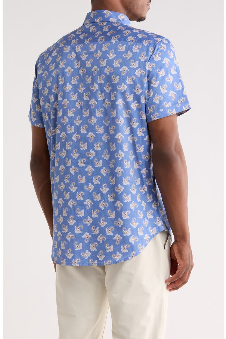 Beauchamp Short Sleeve Cotton Button-Up Shirt, Alternate, color, BLUE