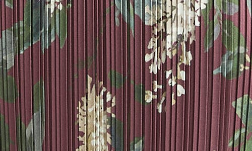 Vince Pleated Lilac Print Midi Skirt In Burgundy