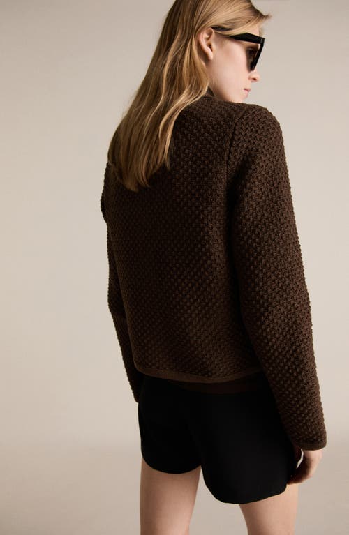 Mango Textured Cardigan In Brown