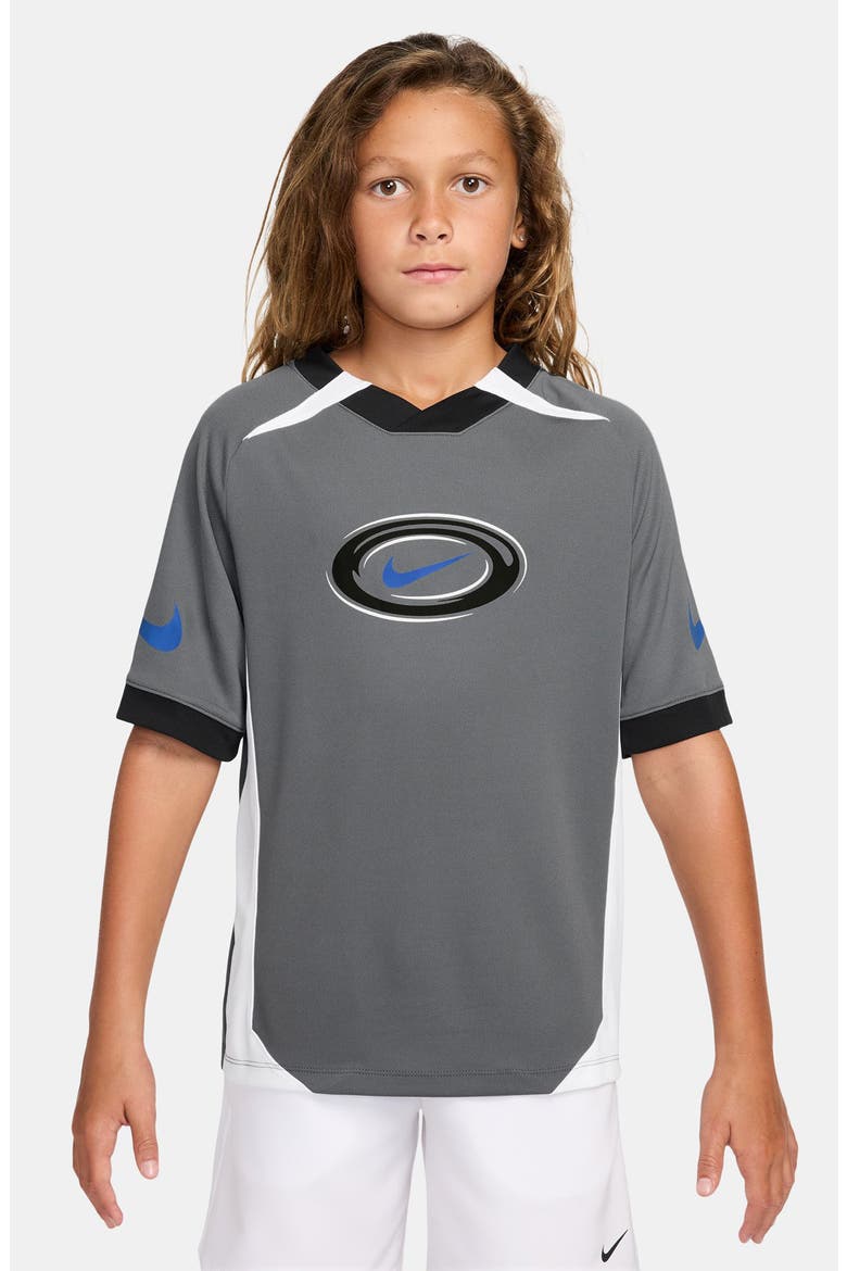 Kids' Dri-FIT Graphic T-Shirt, Main, color, SMOKE GREY/ WHITE/ GAME ROYAL