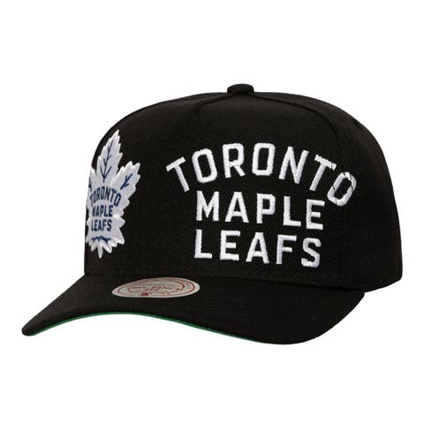 Men's Mitchell & Ness  Black Toronto Maple Leafs Busted Logo Wordmark Wrap-Around Pro Pinch Adjustable Hat