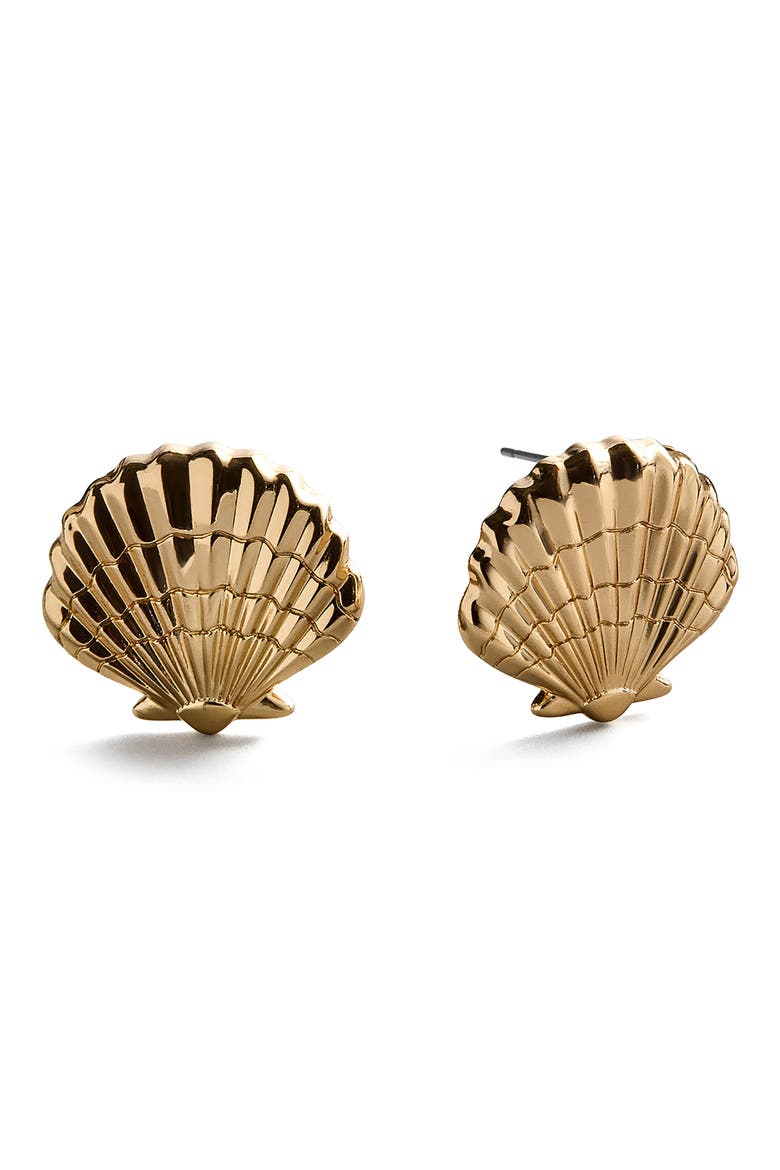 Marina Gold Seashell Earrings, Main, color, GOLD