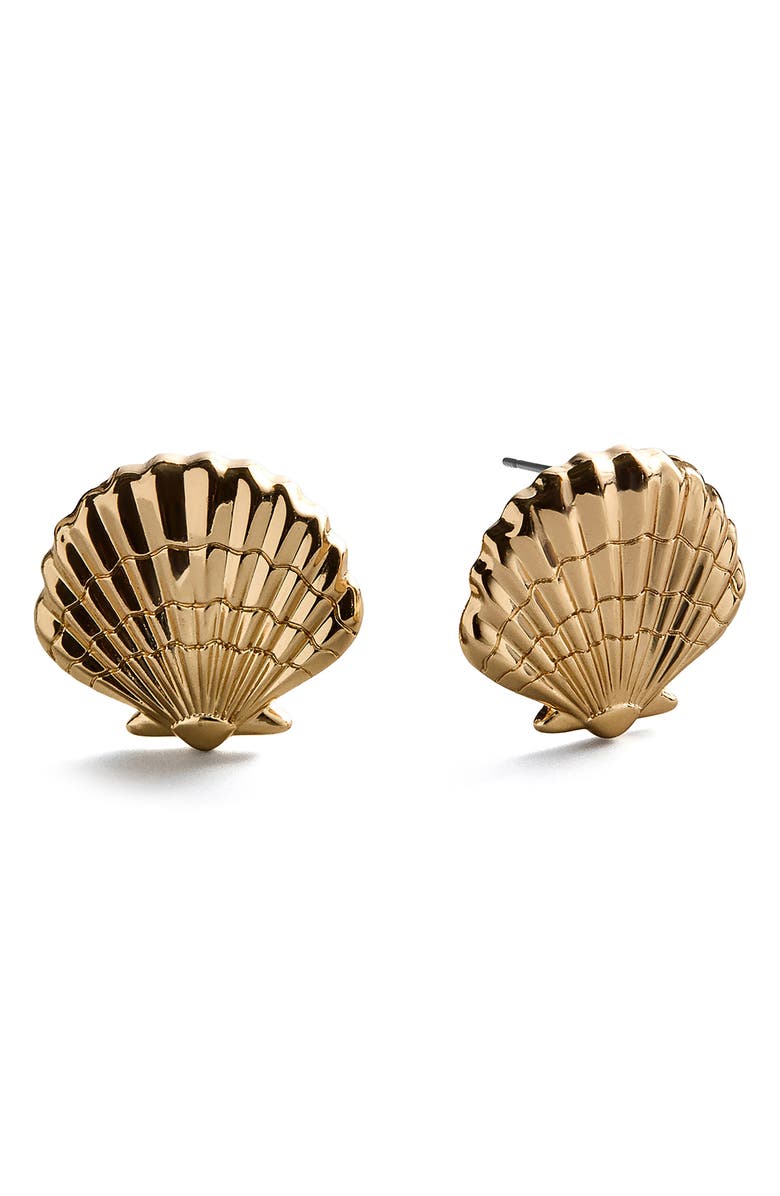 BaubleBar Marina Gold Seashell Earrings, Main, color, Gold