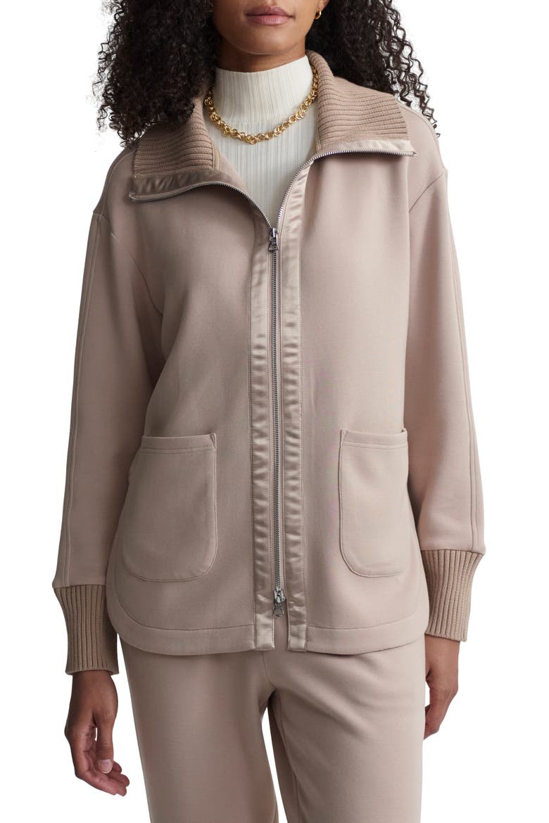 Niamh Knit Zip Jacket, Main, color, LIGHT TAUPE