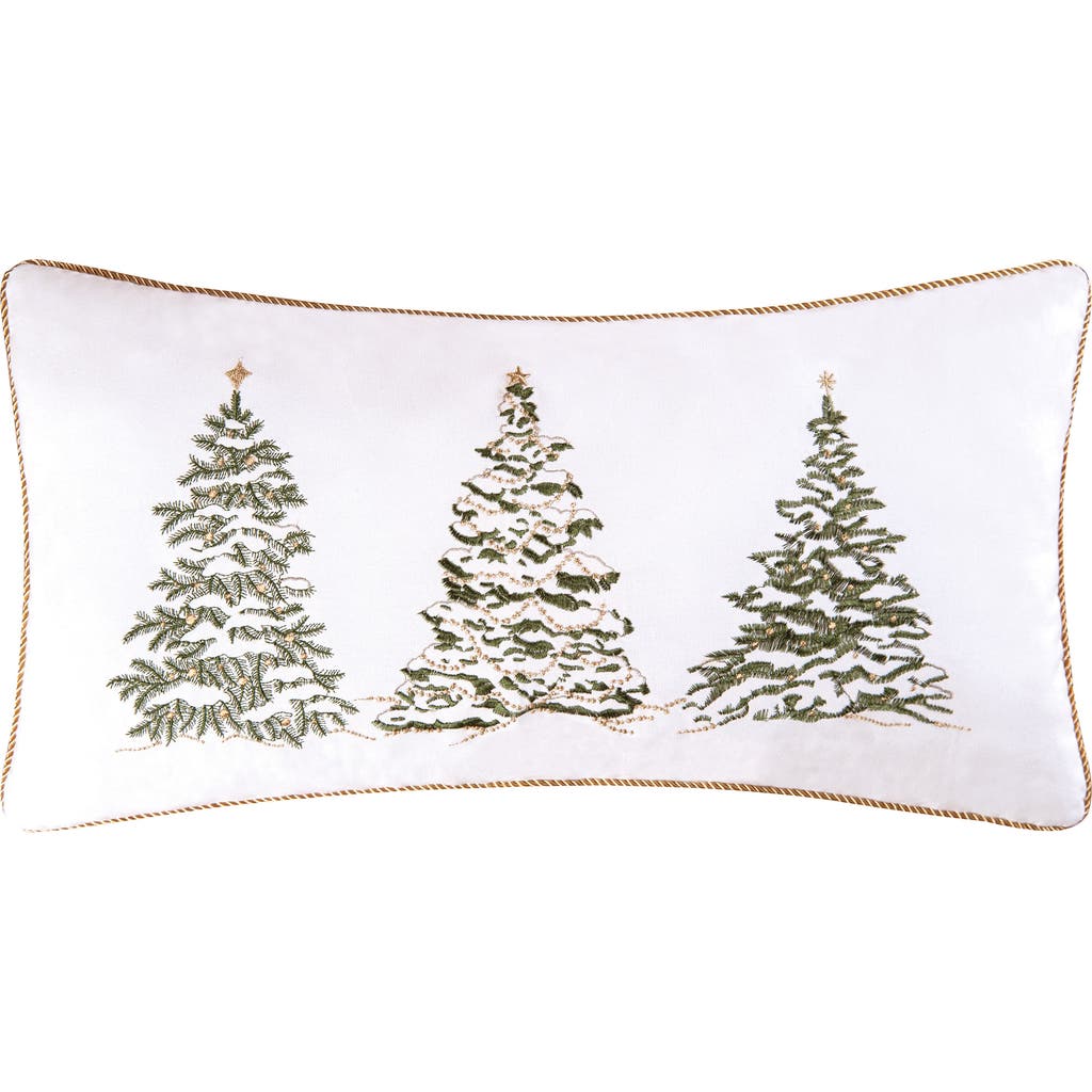 C & F Home C&f Home Golden Greenery White Christmas Cotton Embroidered Accent Pillow, 12" X 24" In White