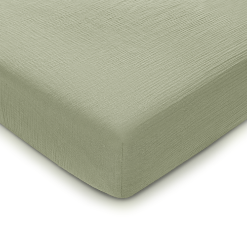 Comfy Cubs Muslin Fitted Crib Sheet In Sage
