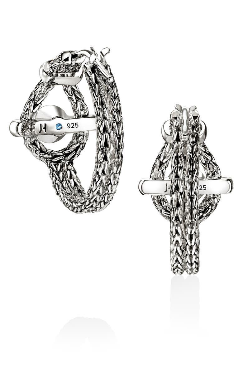 Icon Hoop Earrings, Sterling Silver, Swiss Blue Topaz, 22mm, Alternate, color, SILVER