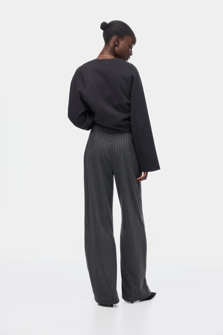 Wide Trousers, Alternate, color, Dark gray melange/pinstriped