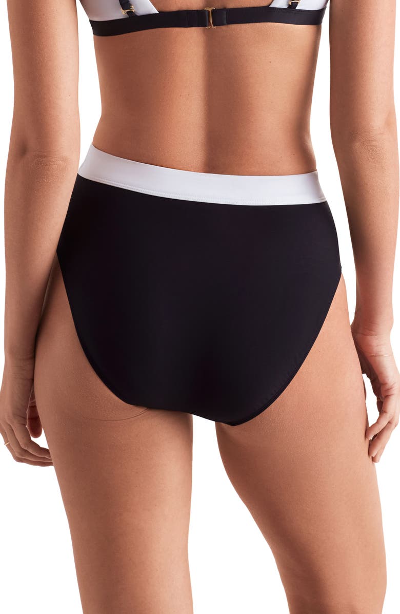 Mimi Flamingo Brooke High Waist Swim Bottoms, Alternate, color, Blk/ Wht